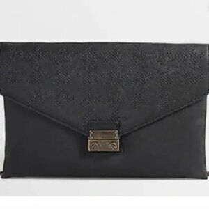 JCREW Lock Envelope Clutch Chain Strap Black Like New